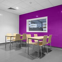plum pvc wall cladding in a canteen room