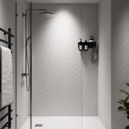 snow white gloss herringbone tile effect perform panel