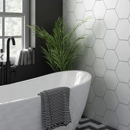 snow white hexagonal shower wall panel