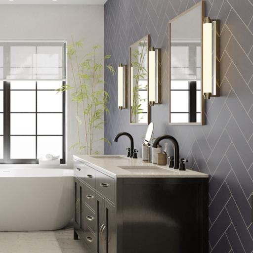 Star Blue Satin Tile Effect Shower Wall Panel