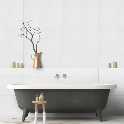 snow white gloss 600 x 150 tile effect perform panel