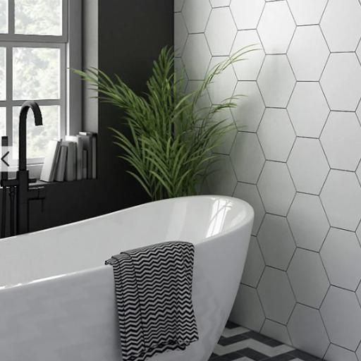 snow white hexagonal shower wall panel
